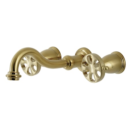 Kingston Brass KS3027RX Two-Handle Wall Mount Tub Faucet, Brushed Brass KS3027RX